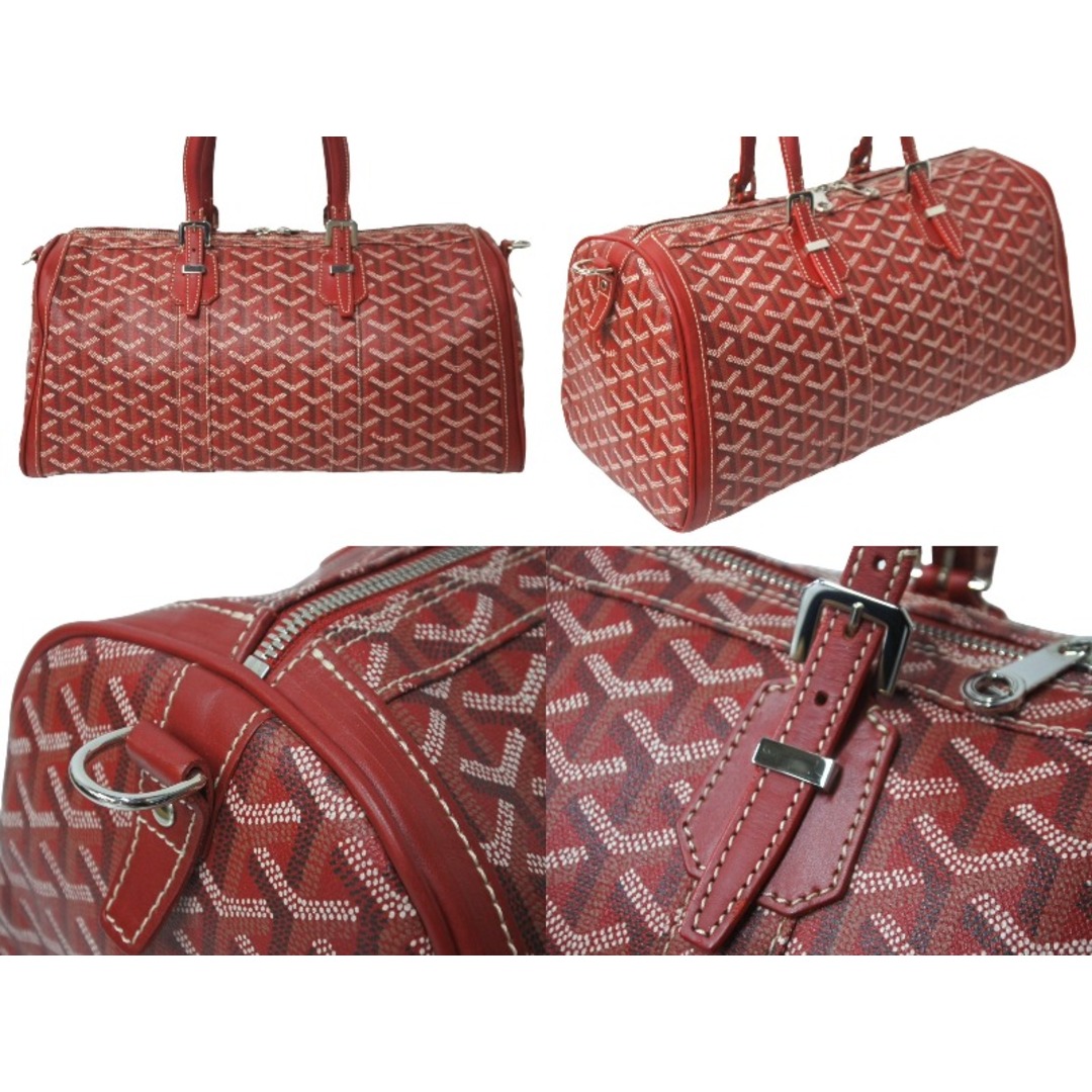 GOYARD(ゴヤール)のGOYARD ゴヤール クロワジュール 35 ボストンバッグ PIR020071 PVCコーティングキャンバス レッド シルバー金具 美品 中古 63631 レディースのバッグ(ボストンバッグ)の商品写真