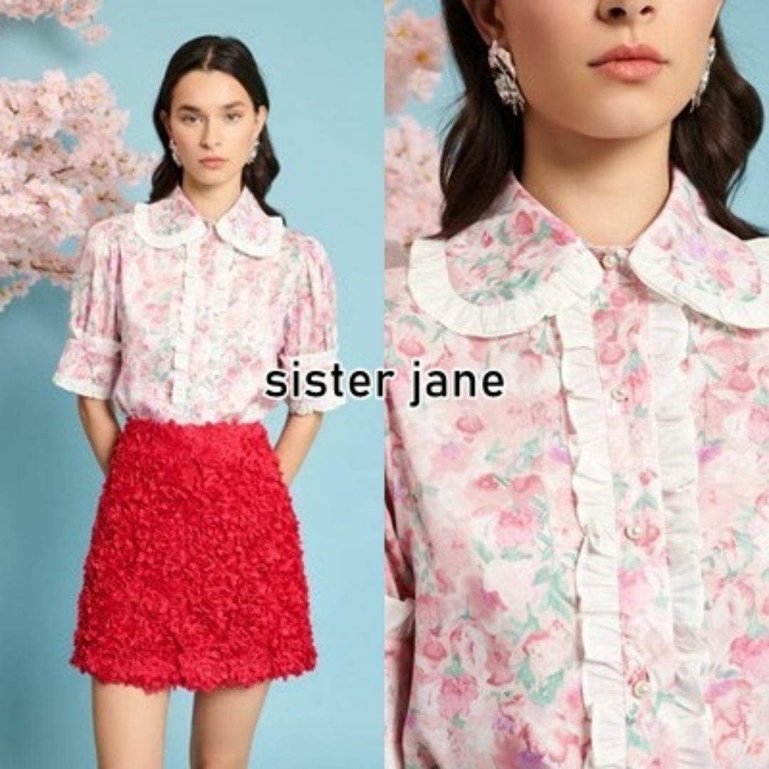 sister jane(シスタージェーン)のSister Jane 花柄 フリル ブラウス レディースのトップス(シャツ/ブラウス(半袖/袖なし))の商品写真