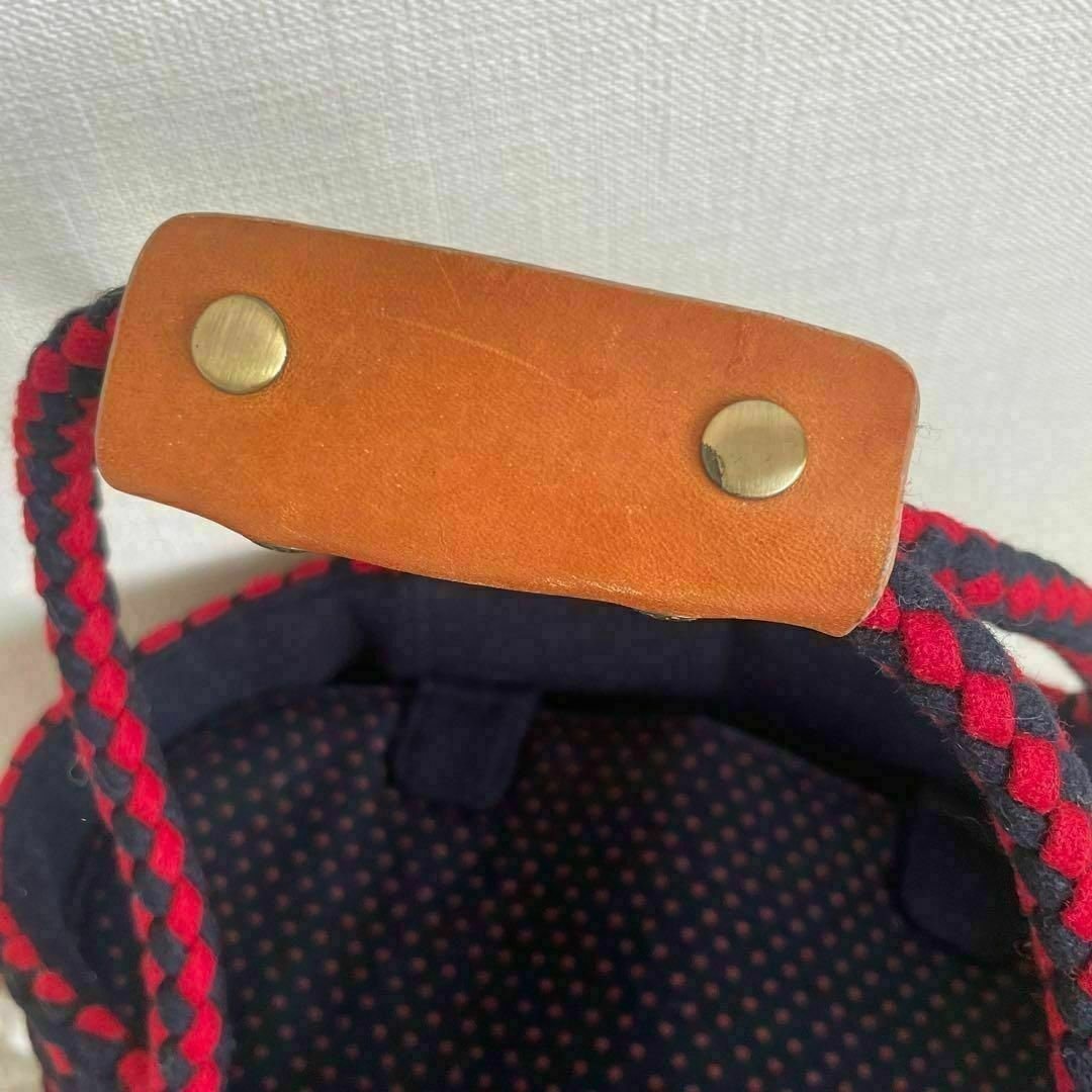 TOPKAPI(トプカピ)のル ミディ トプカピ 　編み込み　ハンドバッグ　バスケット　赤×紺　レザー レディースのバッグ(ハンドバッグ)の商品写真