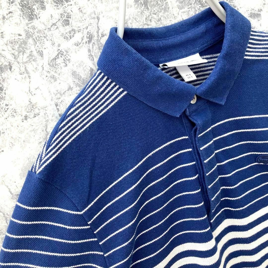 LACOSTE(ラコステ)のIS47 フランス古着ラコステワンポイントワニロゴハーフボタンボーダーポロシャツ メンズのトップス(ポロシャツ)の商品写真