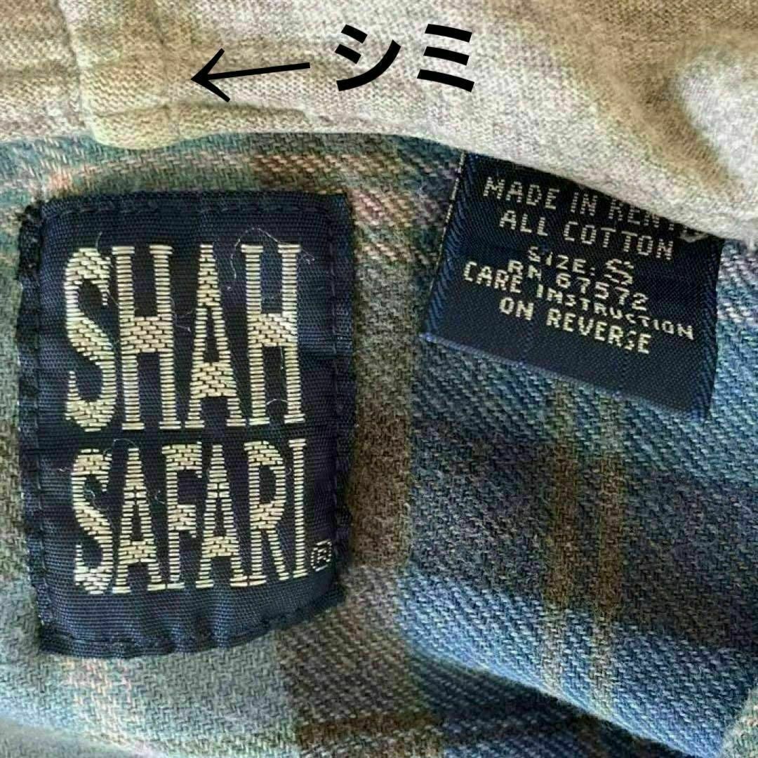90S　ヴィンテージSHAH SAFARI フード付きネルシャツ　BOYSサイズ レディースのトップス(シャツ/ブラウス(長袖/七分))の商品写真