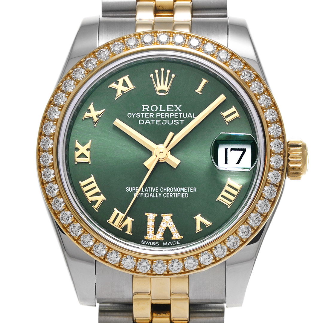 ROLEX(ロレックス)の中古 ロレックス ROLEX 178383 オリーブグリーン /ダイヤモンド ユニセックス 腕時計 レディースのファッション小物(腕時計)の商品写真