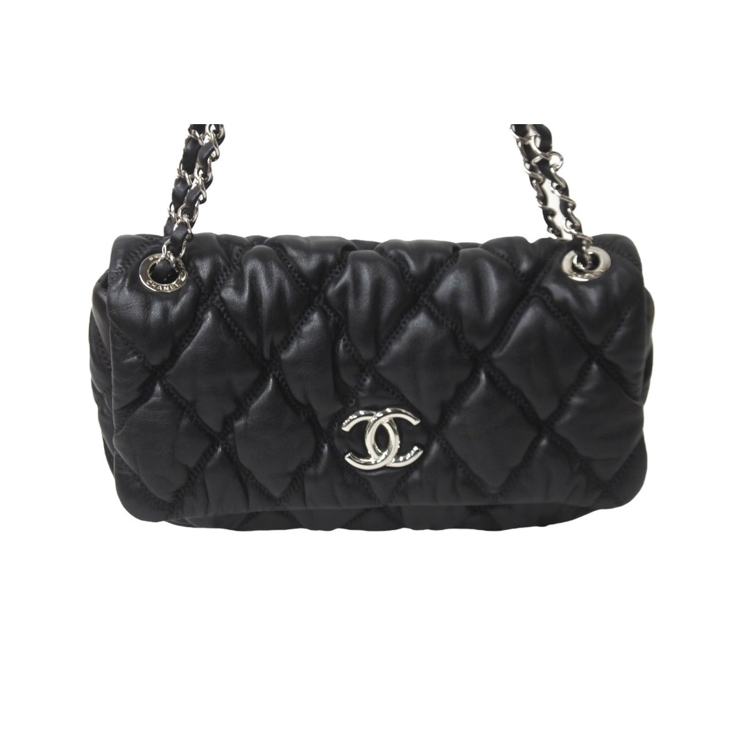 CHANEL(シャネル)の極美品 CHANEL シャネル ココマーク バブルキルト ハンドバッグ ブラック シルバー金具 中古 63716 レディースのバッグ(ハンドバッグ)の商品写真