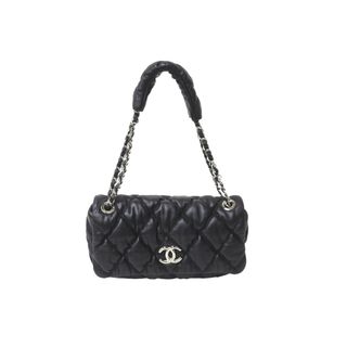 シャネル(CHANEL)の極美品 CHANEL シャネル ココマーク バブルキルト ハンドバッグ ブラック シルバー金具 中古 63716(ハンドバッグ)