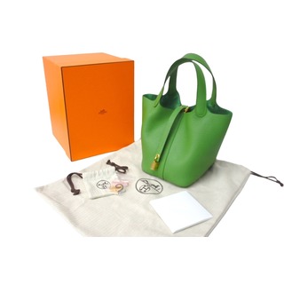 エルメス(Hermes)の未使用 HERMES エルメス ハンドバッグ ピコタンロックPM トリヨンクレマンス ヴェールユッカ B刻印 ゴールド金具 中古 63614(ハンドバッグ)