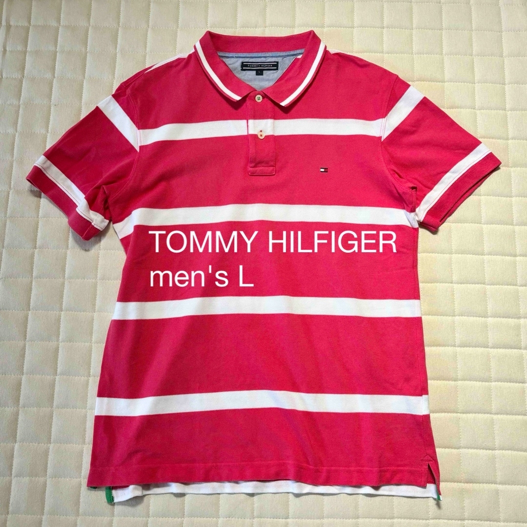 TOMMY HILFIGER(トミーヒルフィガー)のトミーヒルフィガー メンズ ボーダー ポロシャツ ワンポイント メンズのトップス(ポロシャツ)の商品写真