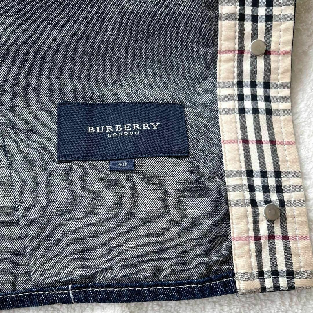 BURBERRY(バーバリー)の美品 バーバリーロンドン デニムジャケット Gジャン ノバ チェック サイズ40 レディースのジャケット/アウター(Gジャン/デニムジャケット)の商品写真