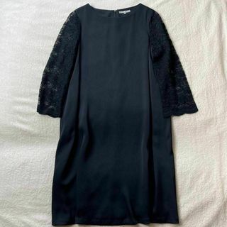 ニジュウサンク(23区)の美品 23区 レース ワンピース ネイビー サイズ40(ひざ丈ワンピース)