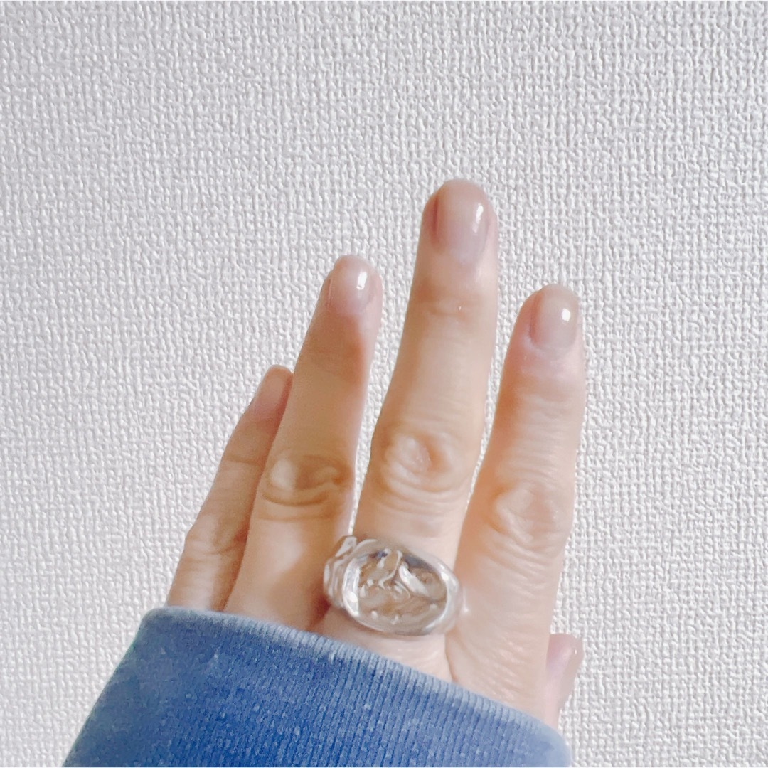 シルバーリング 925 銀 クレーター 凸凹 ワイドシグネット 韓国 指輪④ メンズのアクセサリー(リング(指輪))の商品写真
