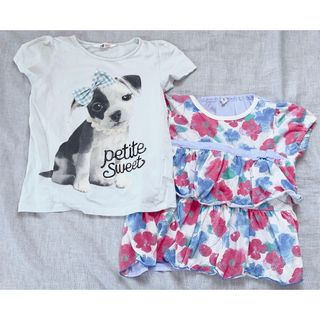 エイチアンドエム(H&M)の120cmH&M半袖Tシャツ patagonフリルトップス　2枚セット女の子(Tシャツ/カットソー)