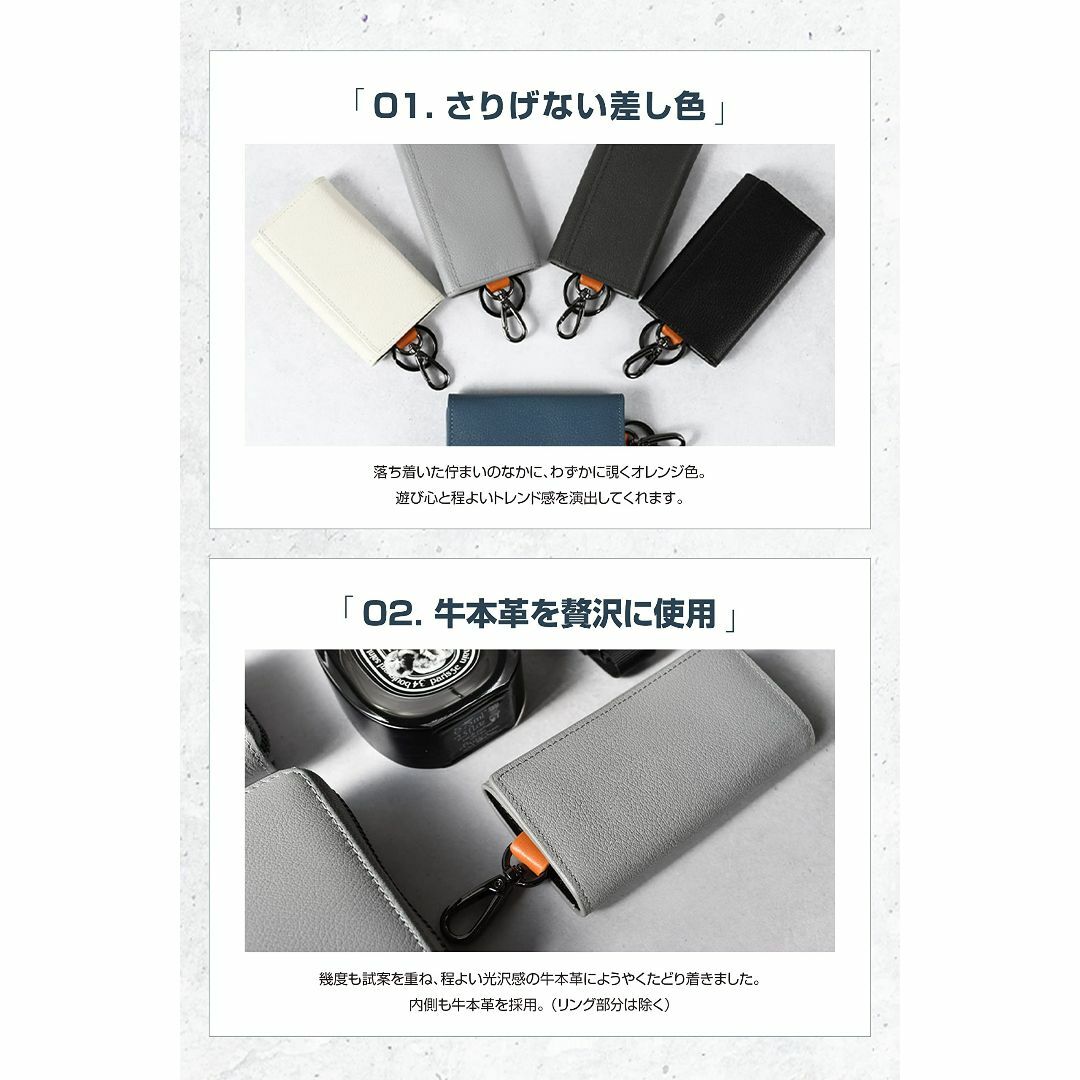 【色: ホワイト】LASIEM [ラシエム] キーケース メンズ 本革 5連 キ メンズのバッグ(その他)の商品写真