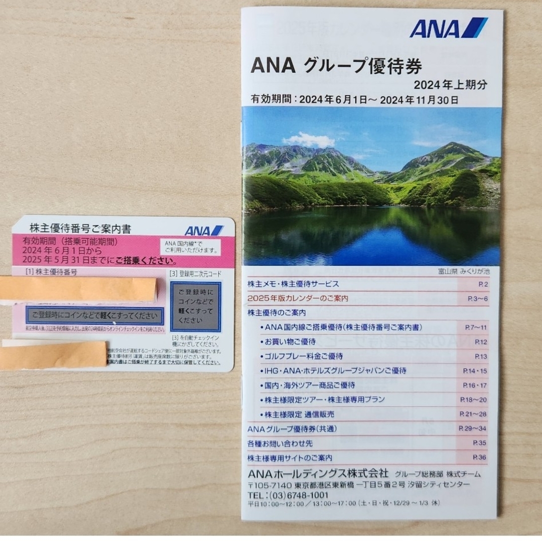 ANA(全日本空輸)(エーエヌエー(ゼンニッポンクウユ))のANA株主優待券1枚とグループ優待券冊子1冊 チケットの優待券/割引券(その他)の商品写真