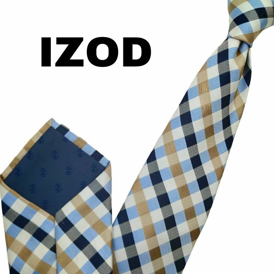 IZOD アイゾッド ネクタイ シルク100% チェック柄 総柄 u45 メンズのファッション小物(ネクタイ)の商品写真