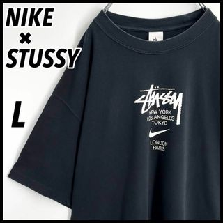 ナイキ(NIKE)の【即完売モデル】NIKE×STUSSY　センターロゴ　Tシャツ　人気L　入手困難(Tシャツ/カットソー(半袖/袖なし))