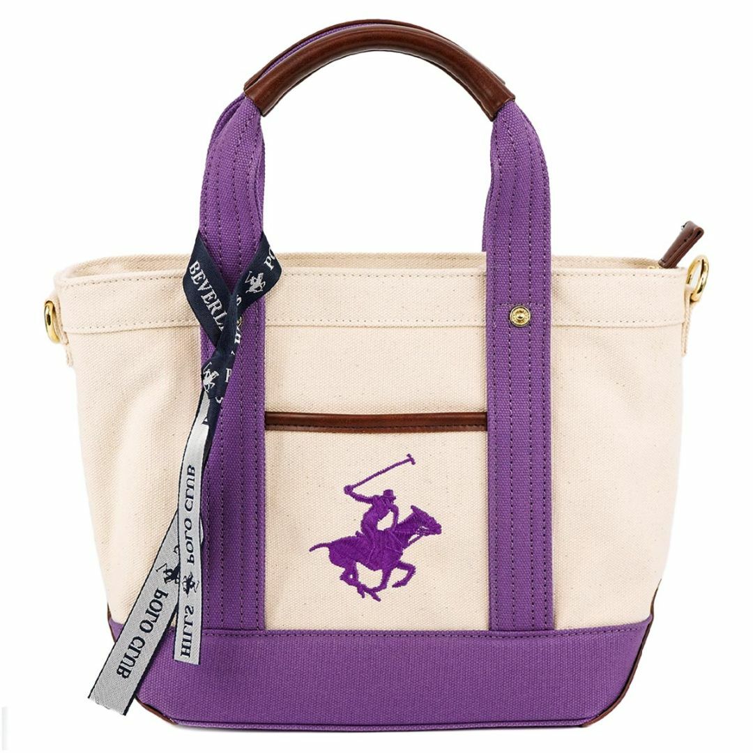 BEVERLY HILLS POLO CLUB（BHPC）(ビバリーヒルズポロクラブ)のBEVERLY HILLS POLO CLUB ビバリーヒルズポロクラブ トートバッグ BH1006N レディース 女性 XSサイズ ショルダーバッグ 2WAY 斜め掛け IV/PL/PL アイボリー×パープル レディースのバッグ(ハンドバッグ)の商品写真