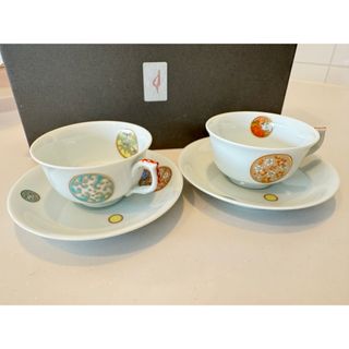 深川製磁 - 新品　椀皿　深川製磁 寿赤絵 ペア カップ&ソーサー　セット