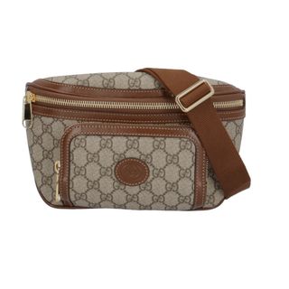 グッチ(Gucci)のグッチ GGラージベルトバッグ GGスプリーム ボディバッグ GGスプリームキャンバス 733240 527066 ブラウン メンズ GUCCI  中古(ボディーバッグ)