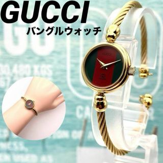 グッチ(Gucci)の極美品■稼働 グッチ シェリーライン ゴールド バングル ブレス レディース(腕時計)