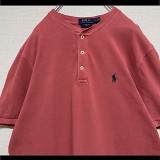 Ralph Lauren - 正規品 ラルフローレン Tシャツ ハーフボタン 紺ポニー刺繍 鹿の子 M