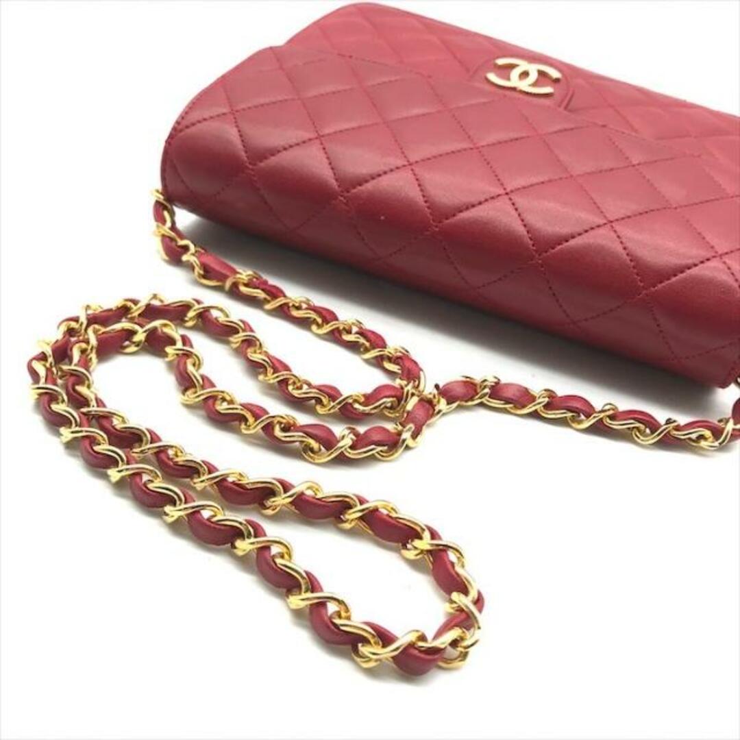 CHANEL(シャネル)の美品 CHANEL シャネル ココマーク マトラッセ ラムスキン プッシュロック レッド チェーン ショルダー バッグ a3483 レディースのバッグ(ショルダーバッグ)の商品写真