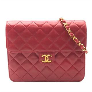 シャネル(CHANEL)の美品 CHANEL シャネル ココマーク マトラッセ ラムスキン プッシュロック レッド チェーン ショルダー バッグ a3483(ショルダーバッグ)