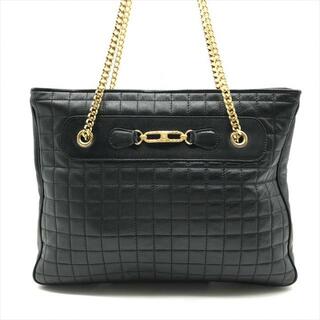 セリーヌ(celine)の良品 CELINE セリーヌ ブラゾン トリオンフ金具 レザー チェーン ショルダー トート バッグ ブラック a3627(トートバッグ)