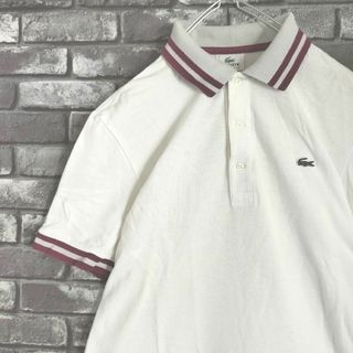 ラコステ(LACOSTE)のLACOSTEラコステ刺繍ワンポイントロゴリンガーポロシャツボーダー襟袖ワニ(ポロシャツ)