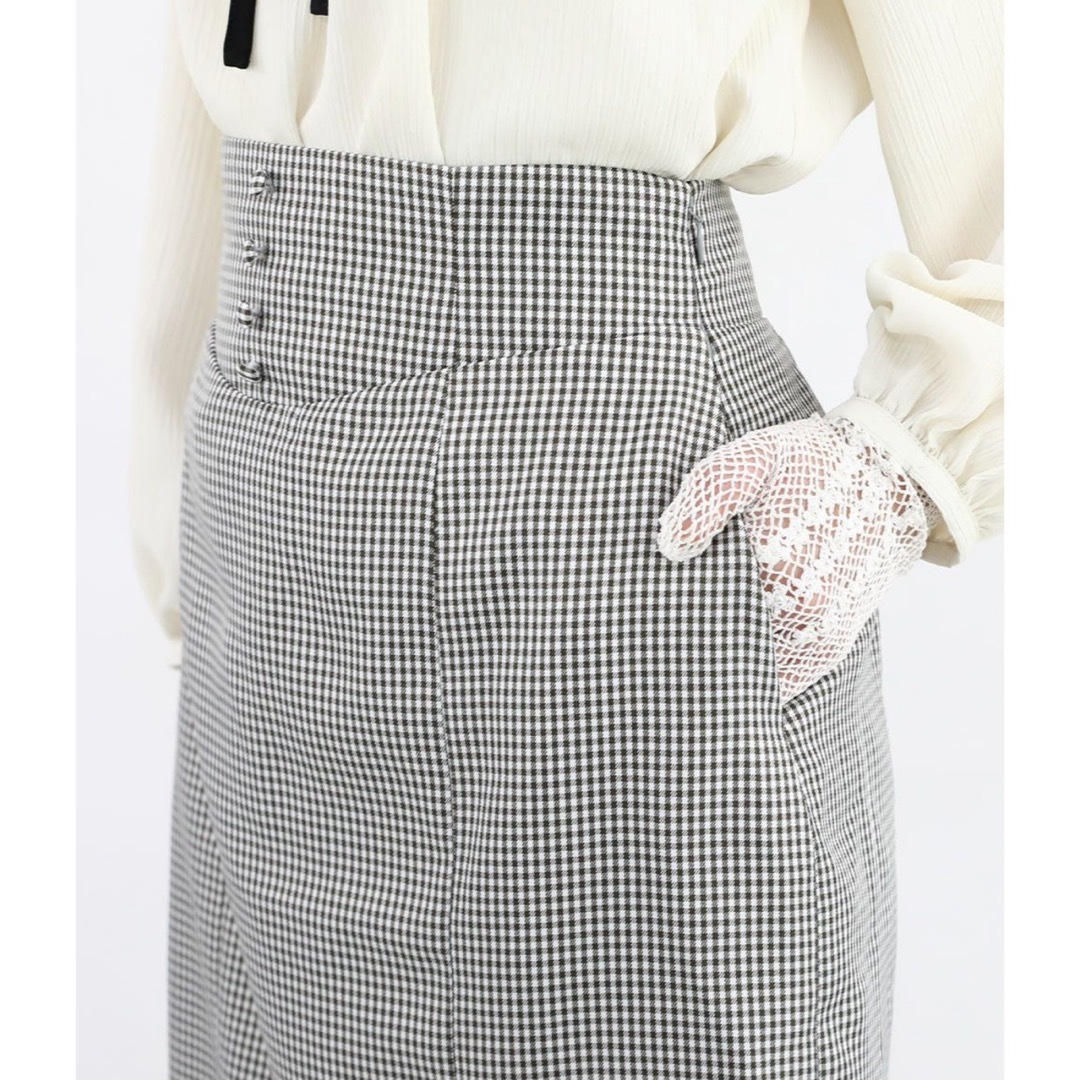 an another angelus(アンアナザーアンジェラス)の裾フリルギンガムタイトスカート レディースのスカート(ロングスカート)の商品写真