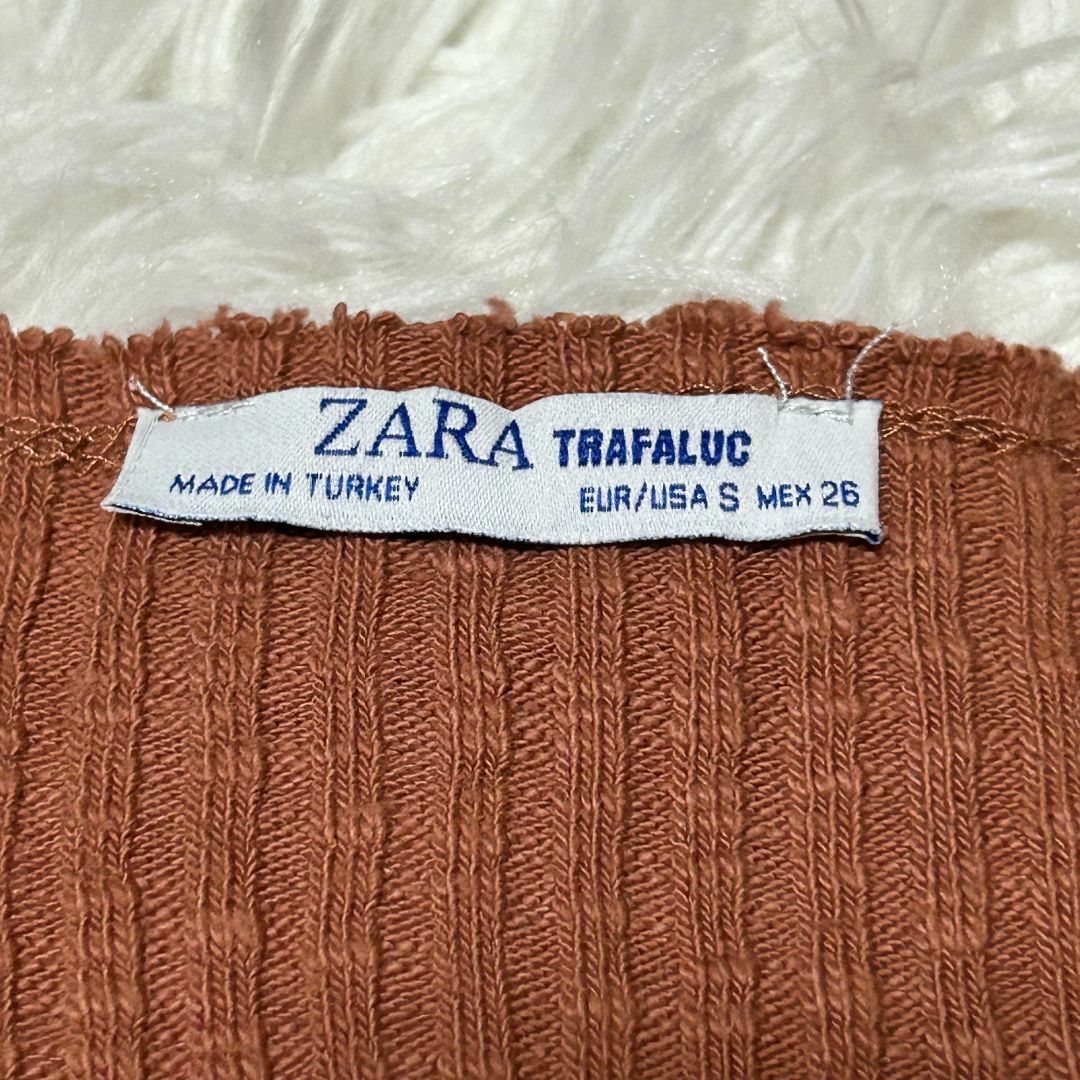 【美品】 ZARA カットソー(半袖) S オレンジ ニット ✓3288 レディースのトップス(Tシャツ(長袖/七分))の商品写真