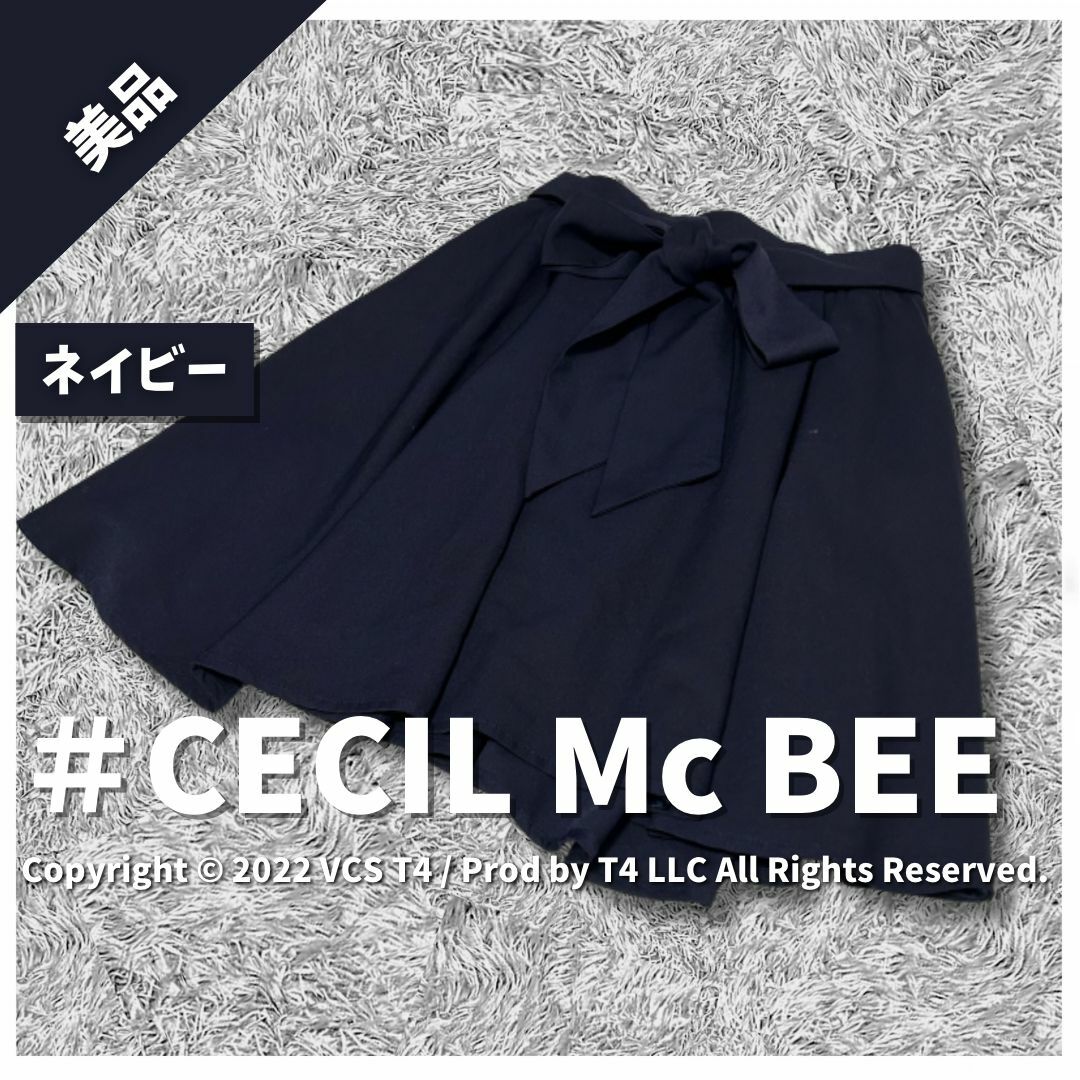 CECIL McBEE(セシルマクビー)の【美品】セシル マクビー ひざ丈スカート M ウエストリボン ゴム ✓3281 レディースのスカート(ひざ丈スカート)の商品写真