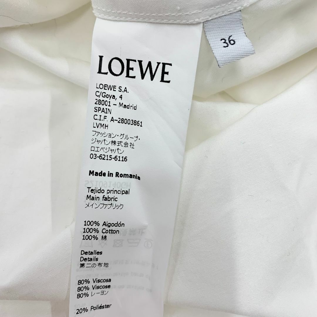 LOEWE(ロエベ)の9430 未使用 ロエベ コットン シャツワンピース ワンピース ホワイト レディースのワンピース(ミニワンピース)の商品写真