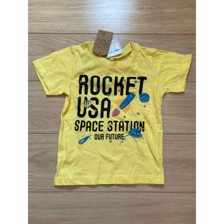 ♪新品♪ 半袖Tシャツ　100 イエロー　ロケット　綿100% ロゴ　乗り物