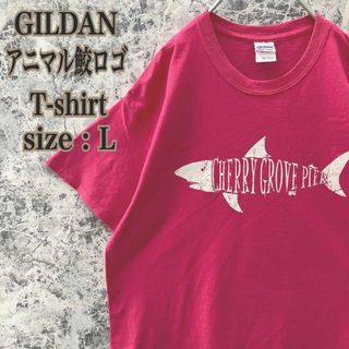 IT87 US古着ギルダン米国チェリーグローブ橋脚アニマル柄サメロゴ半袖Tシャツ(Tシャツ/カットソー(半袖/袖なし))