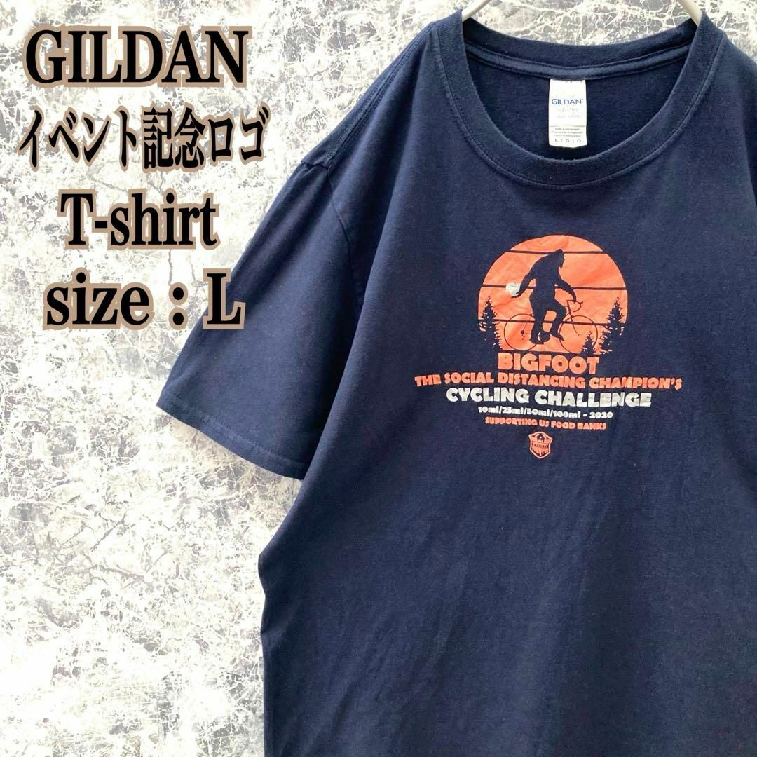 IT86 激レアUS古着ギルダンイベントデカプリントロゴ完走記念ギア薄手Tシャツ メンズのトップス(Tシャツ/カットソー(半袖/袖なし))の商品写真