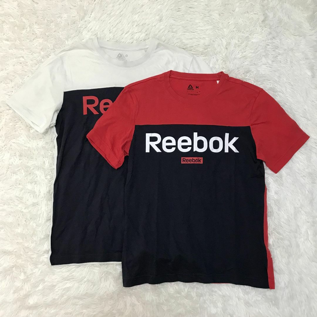 Reebok(リーボック)の【美品】リーボック 半袖Tシャツ 2点セット M L 赤系 白系 ✓3227 メンズのトップス(Tシャツ/カットソー(七分/長袖))の商品写真