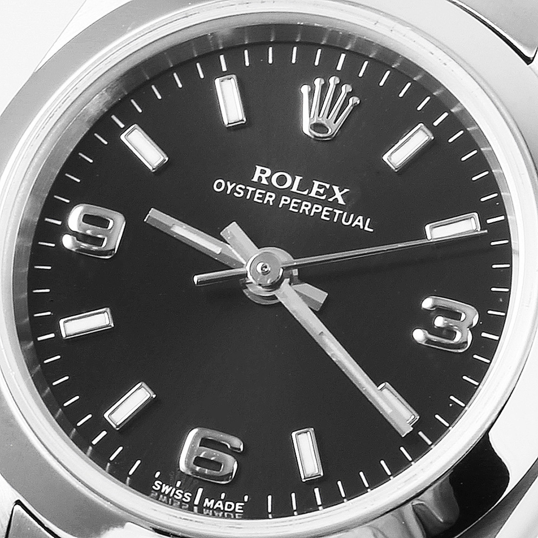 ROLEX(ロレックス)のロレックス オイスターパーペチュアル 76080 ブラック 369ホワイトバー K番 レディース 中古 腕時計 レディースのファッション小物(腕時計)の商品写真