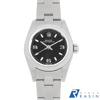 ROLEX - ロレックス オイスターパーペチュアル 76080 ブラック 369ホワイトバー K番 レディース 中古 腕時計