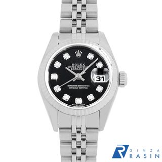 ロレックス(ROLEX)のロレックス デイトジャスト 10Pダイヤ 79174G ブラック K番 レディース 中古 腕時計(腕時計)