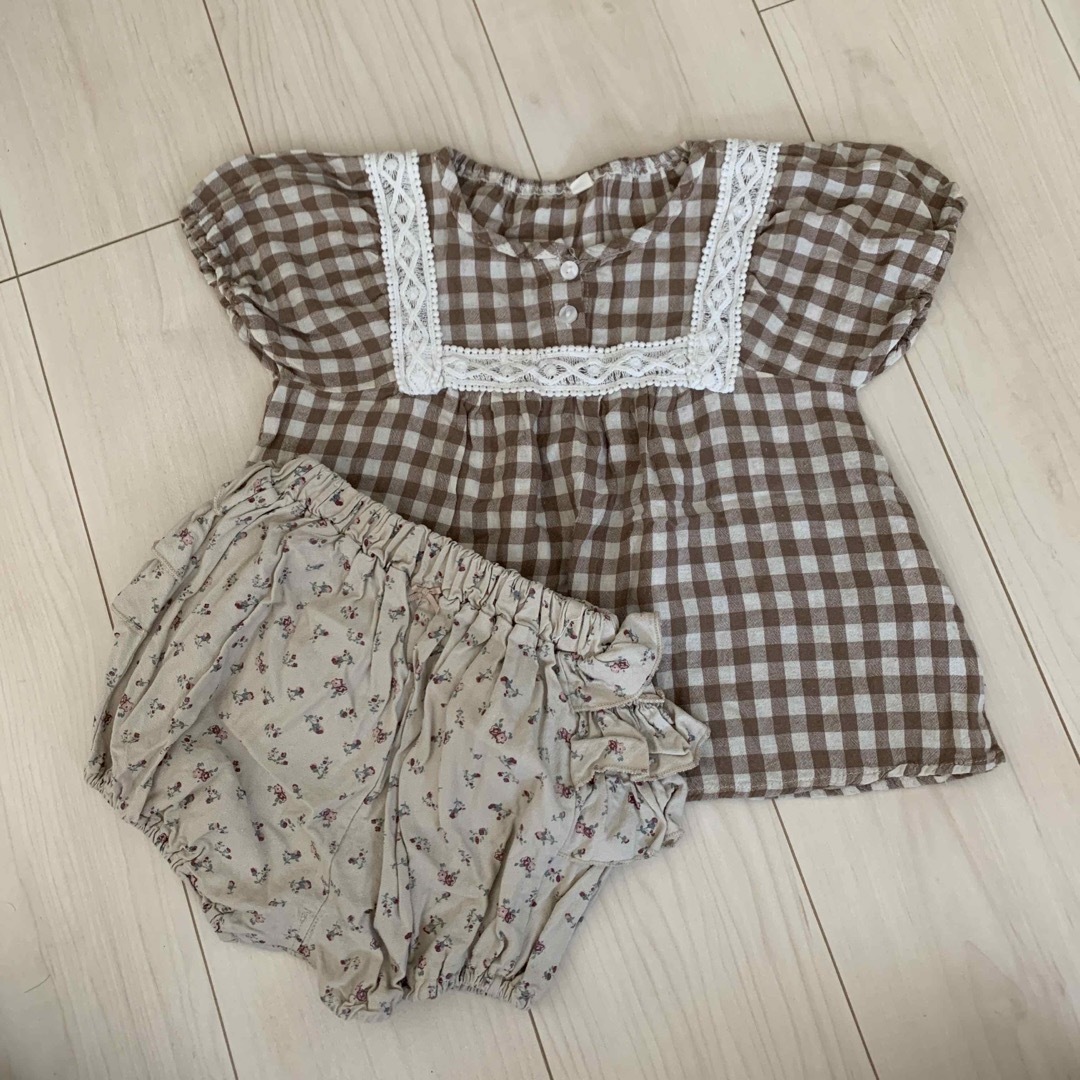 しまむら(シマムラ)の韓国風セットアップ♡フリルパンツ♡100cm キッズ/ベビー/マタニティのキッズ服女の子用(90cm~)(ブラウス)の商品写真