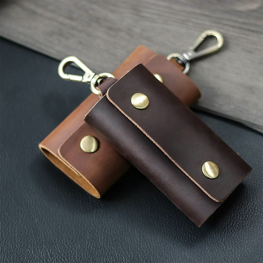 【色: ブラウン】[Kaaipee] レザーキーケース 6連 本革製キーホルダー メンズのバッグ(その他)の商品写真