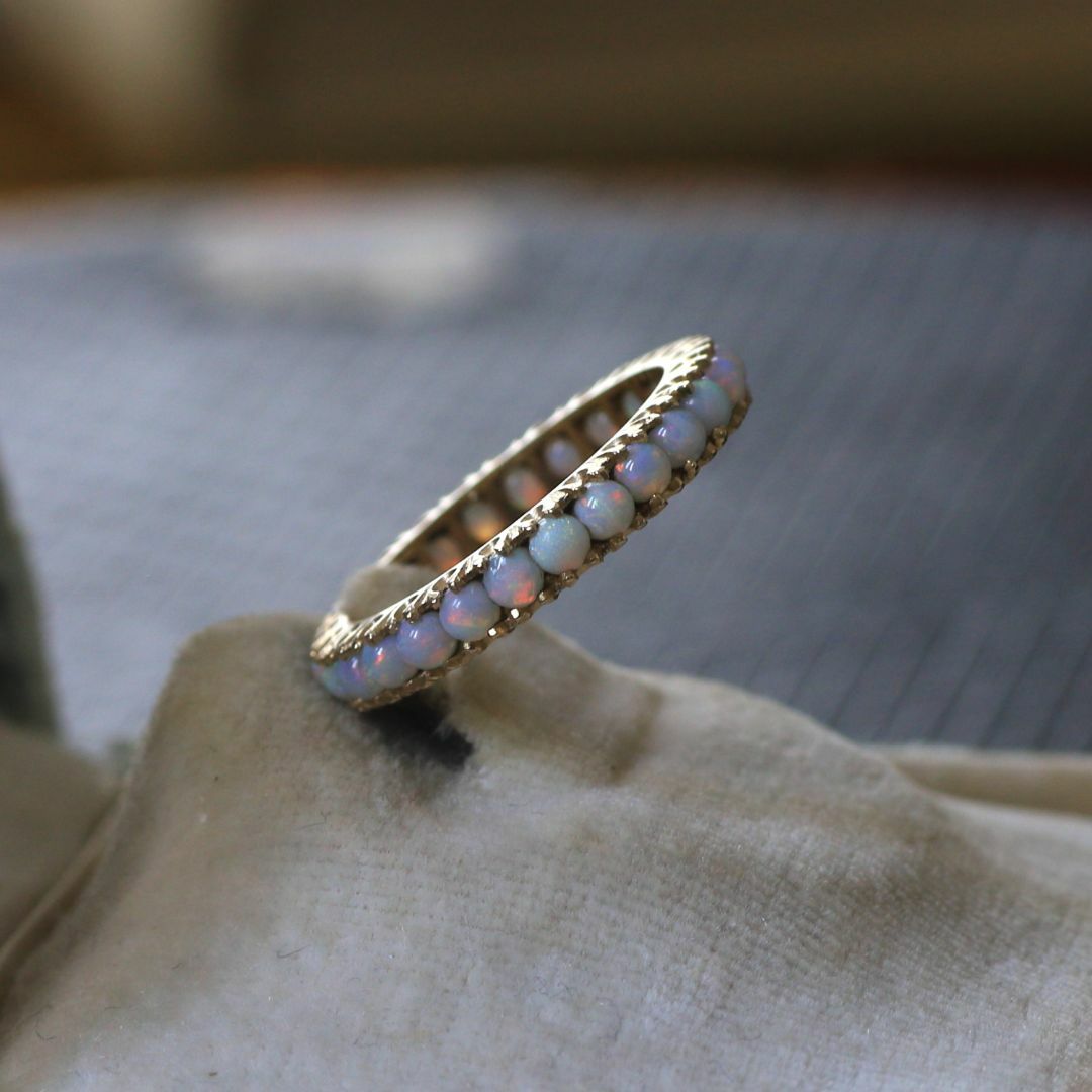 レア！アンティーク　K14　オパール　フルエタニティリング/フランスイギリス真珠 レディースのアクセサリー(リング(指輪))の商品写真