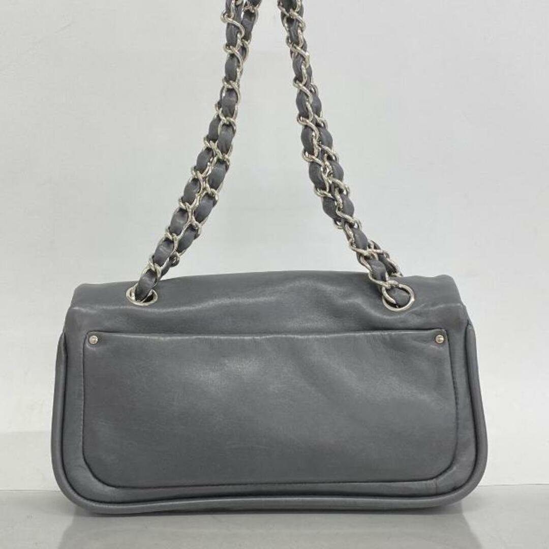 CHANEL(シャネル)の【4ic2513】シャネル ショルダーバッグ/Wチェーン/ラムスキン/グレー/シルバー金具 【中古】 レディース レディースのバッグ(ショルダーバッグ)の商品写真