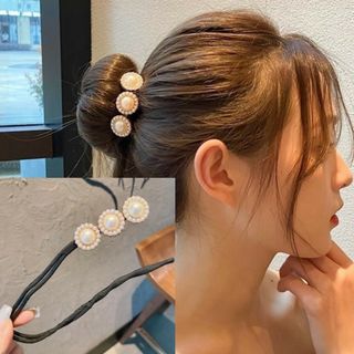 デフトバン ヘアアクセサリー シニヨン 真珠 サンパール インスタ お団子(ヘアバンド)