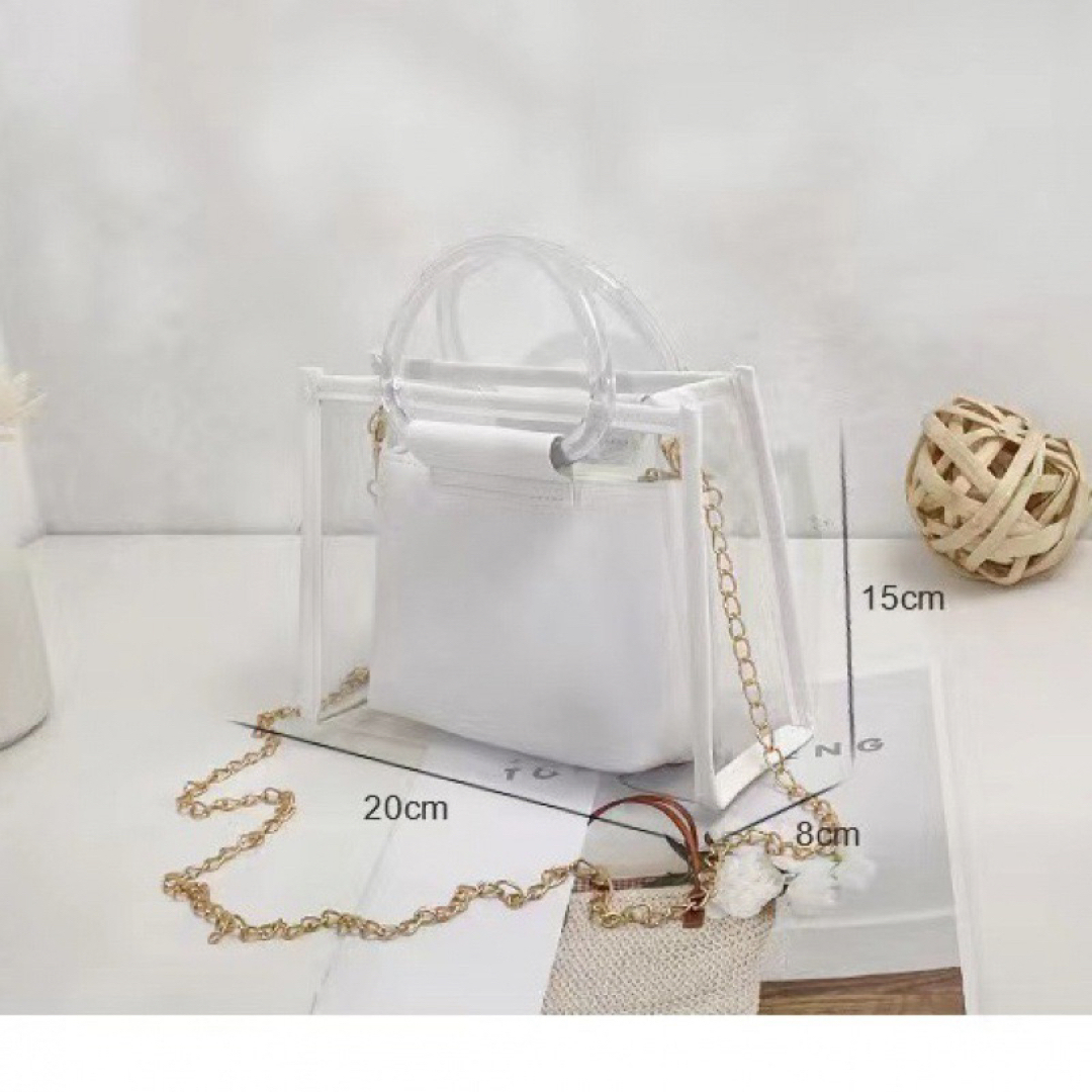 クリアバッグ 痛バ　ショルダーバッグ 推し活 ハンドバッグ　透明  ホワイト レディースのバッグ(ショルダーバッグ)の商品写真