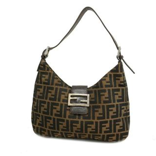 フェンディ(FENDI)の【4ic2559】フェンディ ショルダーバッグ/ズッカ/ナイロンキャンバス/レザー/ブラウン/シルバー金具 【中古】 レディース(ショルダーバッグ)