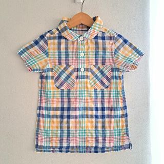 男の子服　半袖チェックシャツ　サイズ100 　夏服　キッズ服　チェック(Tシャツ/カットソー)