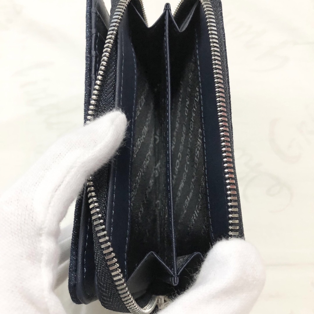 DIESEL(ディーゼル)の【極美品】DIESEL　二つ折り財布　デニム　ラウンドファスナー　ロゴプレート メンズのファッション小物(折り財布)の商品写真