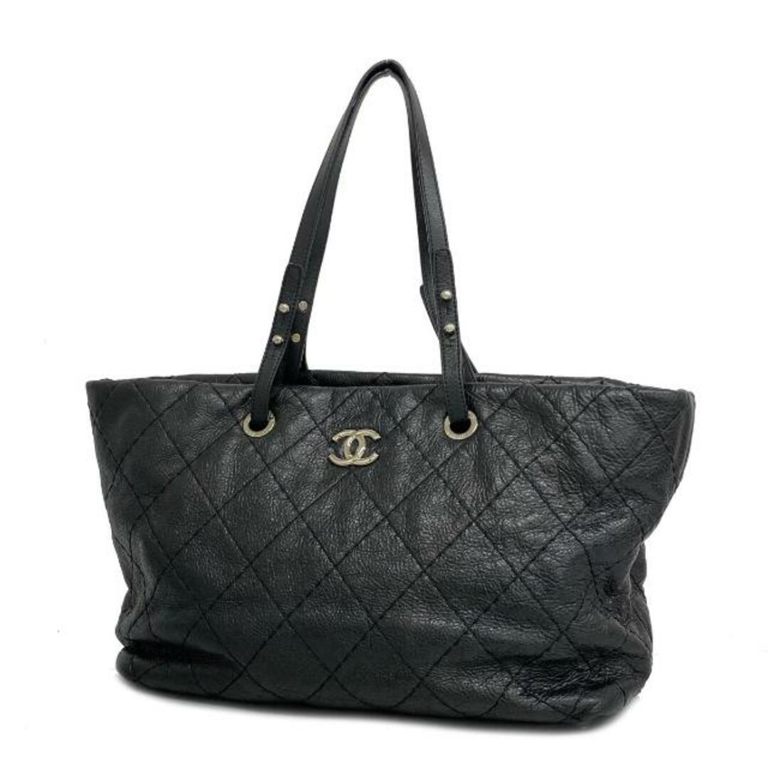 CHANEL(シャネル)の【4ic2575】シャネル トートバッグ/ワイルドステッチ/オンザロード/レザー/ブラック/シルバー金具 【中古】レディース レディースのバッグ(トートバッグ)の商品写真