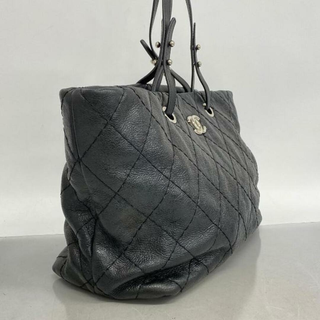 CHANEL(シャネル)の【4ic2575】シャネル トートバッグ/ワイルドステッチ/オンザロード/レザー/ブラック/シルバー金具 【中古】レディース レディースのバッグ(トートバッグ)の商品写真