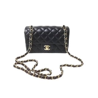 シャネル(CHANEL)の極美品 CHANEL シャネル 横長 20cm ショルダーバッグ ランダム番台 ミニマトラッセショルダーチェーン ブラック ラムスキン 中古 63710(ハンドバッグ)